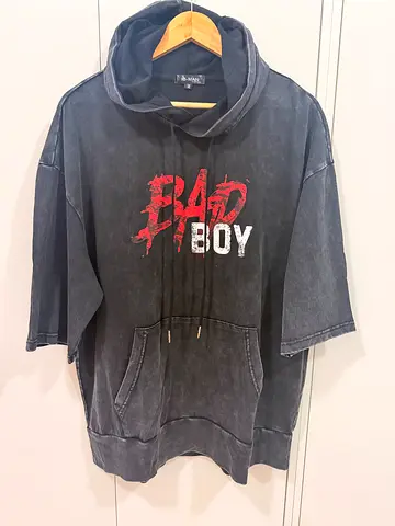 Acid Washed Bad Boy Hoodie drawstring oversize M