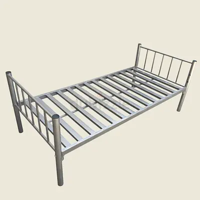 Single Metal Bed Frame - Sturdy Silver Single Bed with mattress almost new