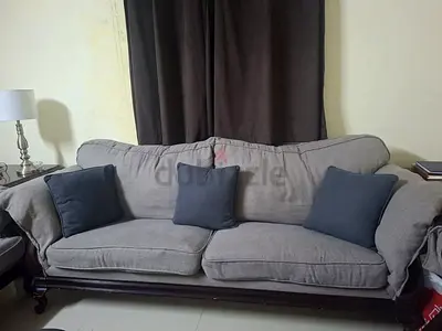 3 and 2 seater fabric sofa with wooden frame - good condition
