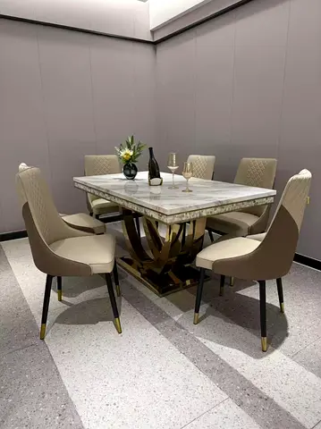 Brand new High Quality Top marble dinning Table With 6 Chairs Available