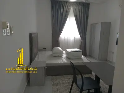 For monthly rent in Ajman - Studio apartment semi-detached kitchen, open view, fully furnished new with elegant furniture and a fully equipped kitchen