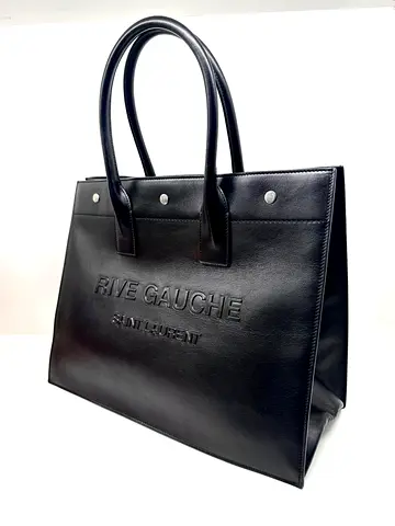 Saint Laurent Rive Gauche Large Tote Bag in Smooth Leather Black