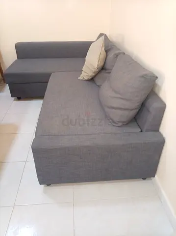 Grey L-Shaped Corner Sofa with Chaise – Good Condition