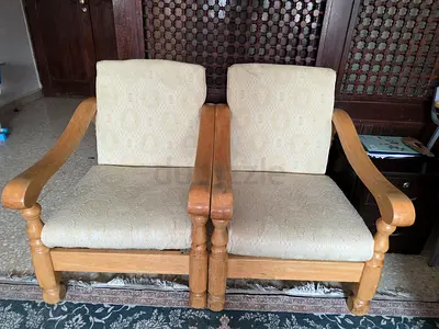 Pair of Wooden Armchairs with Cushions - Good Condition