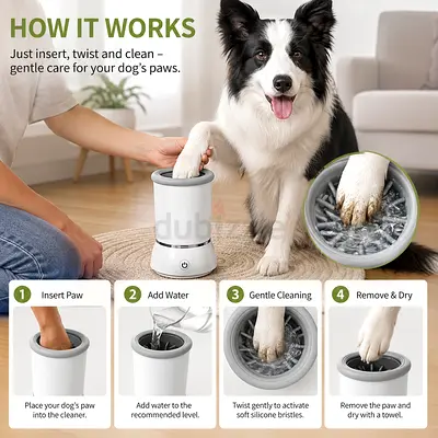 Automatic Dog Paw Cleaner - Gentle Silicone Brush, Easy Twist Clean & Dry