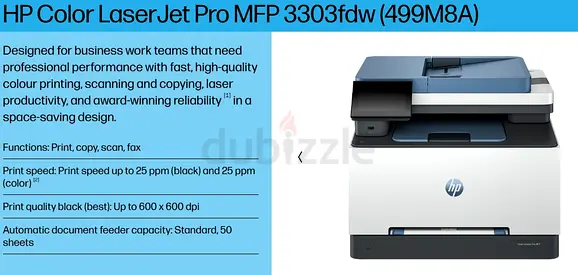 HP Color LaserJet Pro MFP 3303fdw - Color Laser Multifunction Printer