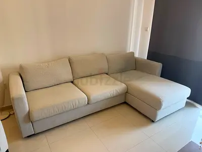 Beige L-Shaped Sectional Sofa bed