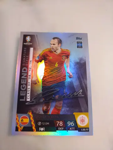Andres Iniesta Signed Legend Trading Card (Spain) - Rare