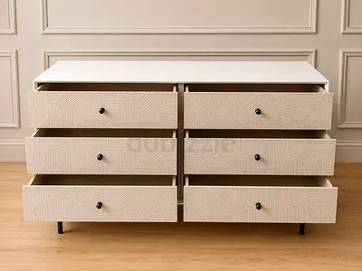 Modern 6 Drawer Dresser with Geometric Pattern