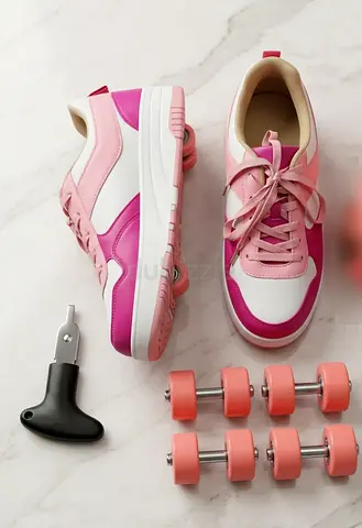 Pink & White 2-in-1 Roller Skate Shoes (8inch/27cm)
