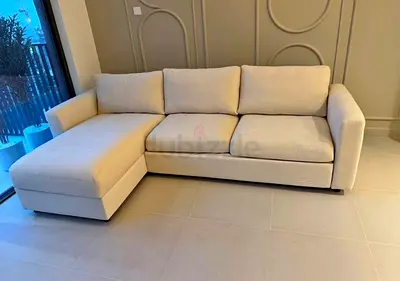 Comfortable Cream L-Shaped Sectional Sofa bed with Chaise