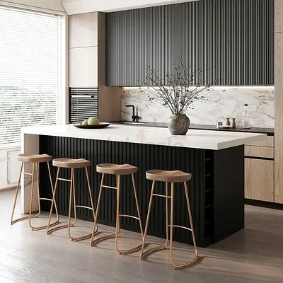 Modern kitchen island with breakfast bar