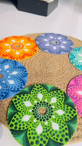 Set of 6 Decorative Round Coasters — Floral Pattern