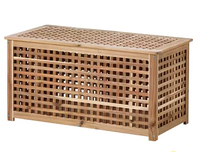 Solid Wood Lattice Storage Bench / Toy Chest - Light Oak Finish