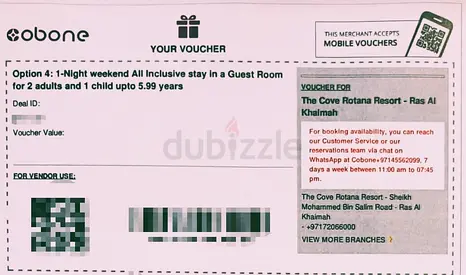 5* The Cove Rotana Resort RAK - Staycation Voucher (GREAT DEAL!)