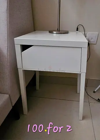 White bedside table / nightstand with drawer - good condition