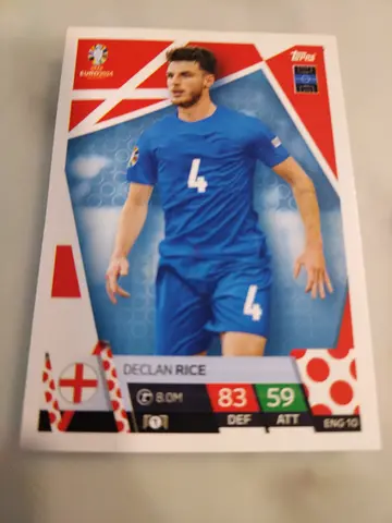 Declan Rice Euro 2024 Topps Player Card - Single Football Sticker/Card