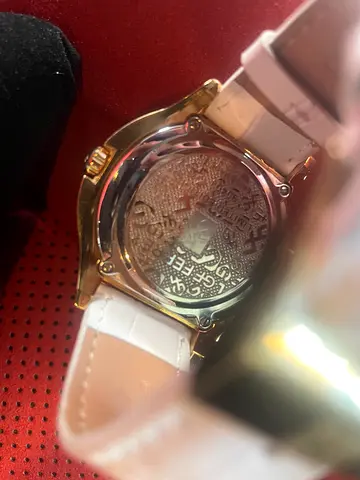 GF Ferré Limited Edition Gold-Plated Swiss Made Watch with White Leather Strap