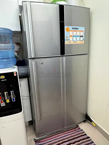 Hitachi 2-Door Silver Refrigerator - Good Condition