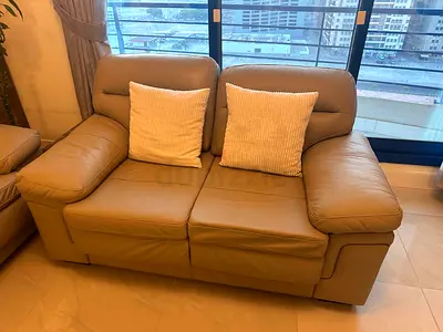 Homecenter Carson brand full leather 3+2+1 Sofa in Beige