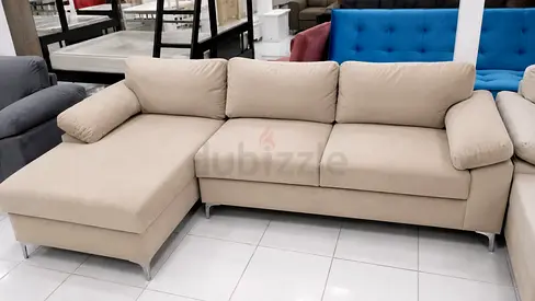 Beige L-shaped 3-seater Sofa with Chaise - Good Condition