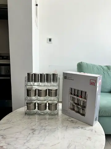 Stainless Steel Spice Rack Set with 12 Jars (Used)