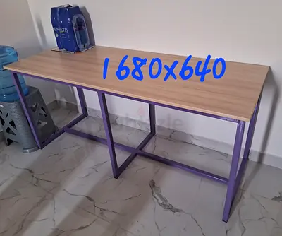 Long wooden top study/office table with metal frame (1680x640mm)