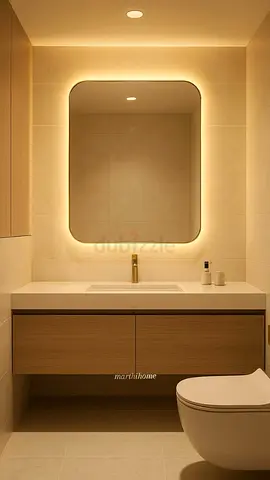 Custom Modern Bathroom Vanity with Wood Cabinet and LED Mirror