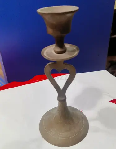 Antique brass candle holder 16cm height