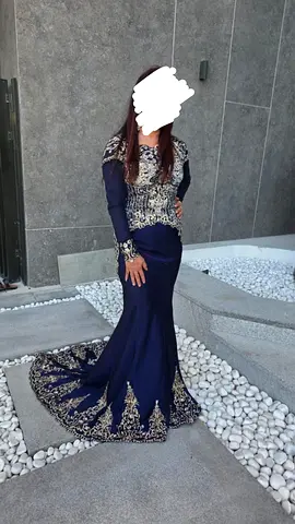 Navy Blue Embroidered Long Gown - Size Approx S/M