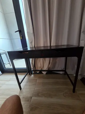 Black Study Table with Two Drawers