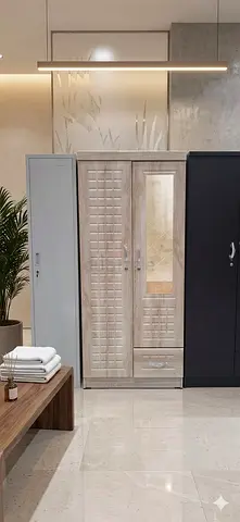 Light Wood 2-Door Wardrobe with Mirror — brand new