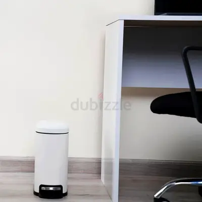 Small White Pedal Bin - Compact Trash Can Office or Bedroom - 5l slim step bin 30.7x14.4x29 white