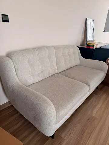 Light grey 3-seater fabric sofa in good condition - 195cm