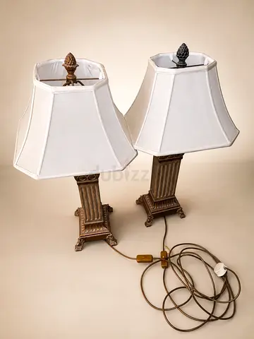 Pair of Vintage Corinthian Column Table Lamps – AED 150