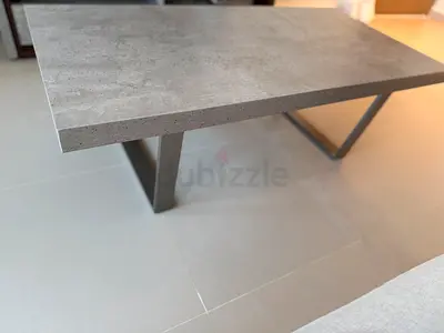 Matching Modern Concrete-Style Coffee and Side Tables with Metal Legs