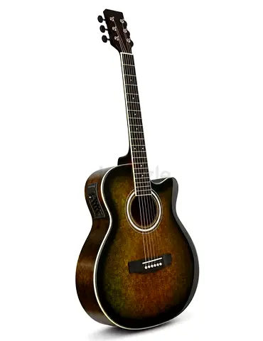 MegArya 41 Inch Vintage Olive Burst Semi Acoustic Guitar with Built-in 4 Band EQ & Pickup | Acoustic