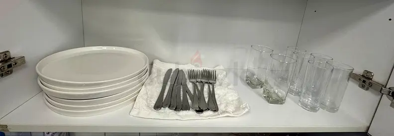 Set of Plates, Cutlery and Glasses — Good Condition, Ready to Use