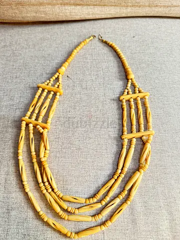 Multi-strand vintage-style beaded bone/ivory necklace