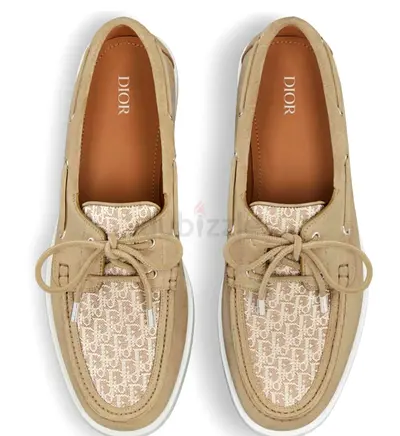 Christian Dior Granville Boatshoe Suede Do Canvas - Size 43