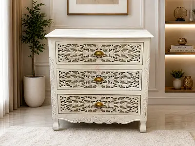 Wooden Carved 3 Drawers Chest of drawers