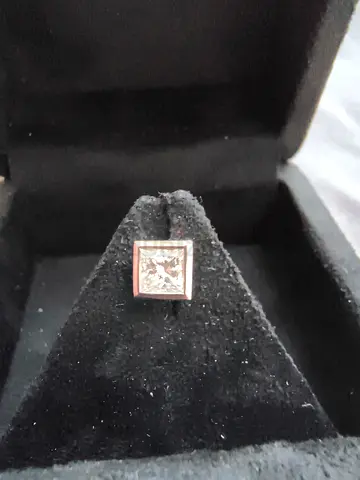 Men's Platinum Bezel Stud 0.5ct Princess Cut Diamond Earing. this is not a lab grown diamond!