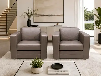 Natuzzi Italian genuine Leather Arm Chairs