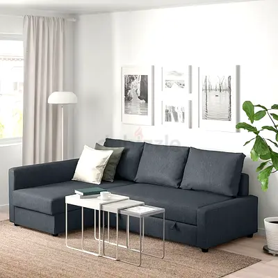 Dark Grey L-Shaped Sofa cum bed  with Storage - Soft Comfortable New IKEA
