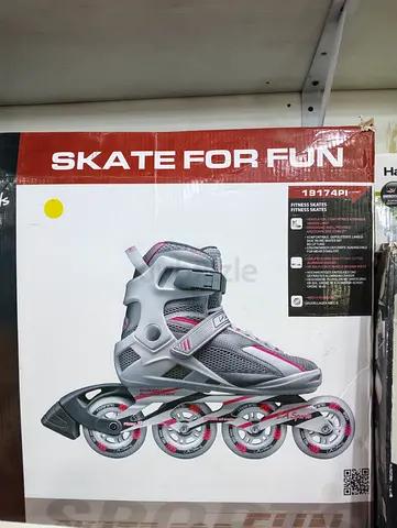 Inline Roller Skates - Size Unknown, Light Grey/Pink (New in Box)