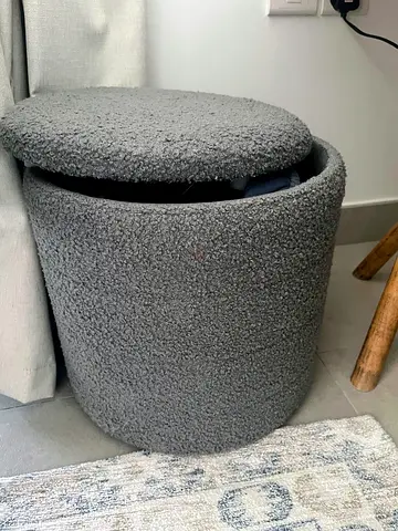 Pan Home sahara boucle pouf with storage 40x40x45cm - grey