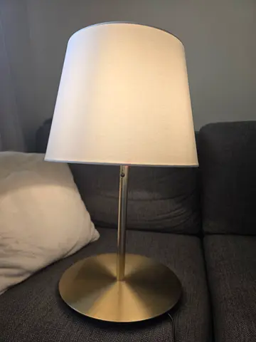 Brass Base Table Lamp with White Fabric Shade