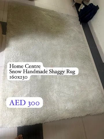 Home Centre Snow Handmade Shaggy Rug 160x230cm - Light Cream (New price is 500 aed)