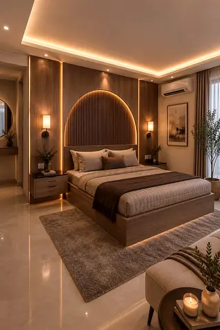 Modern Wooden Bed Frame with Matching Nightstands