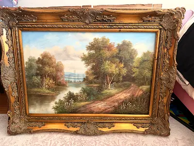 Hand painted John Dollins (20th century) vintage painting